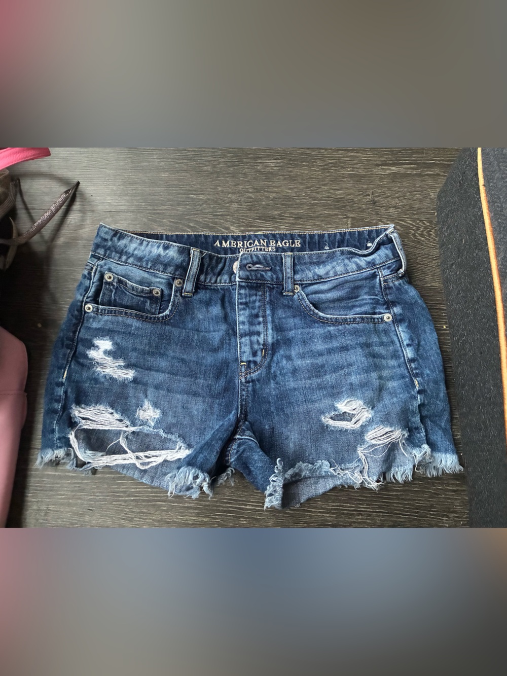 American Eagle Outfitters Distressed Denim Jean Shorts - Blue
